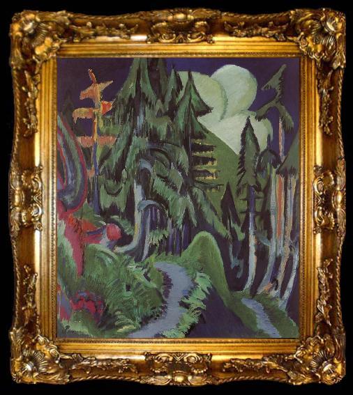 framed  Ernst Ludwig Kirchner Mountain forest, ta009-2